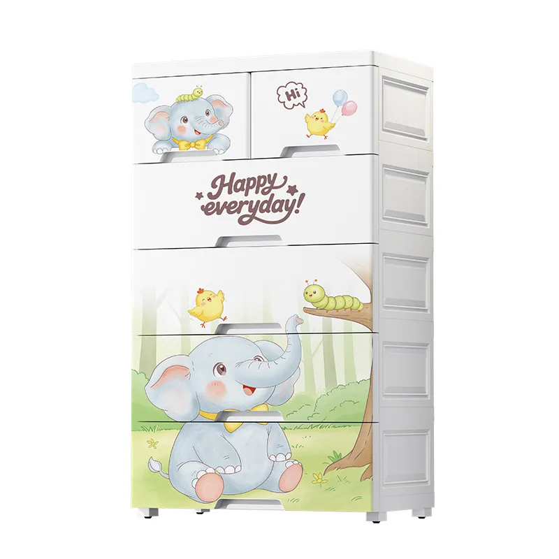 Baby Nursery Drawers - 58cm Wide Cartoon Storage Cabinet Thickened