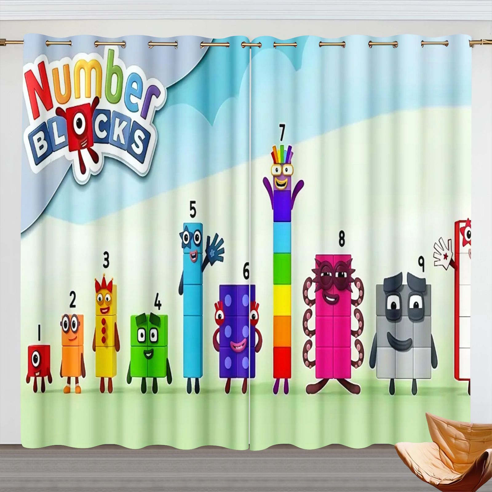 Baby Nursery Blackout Curtains - Numberblocks Cartoon Curtains, Kids Room Blackout