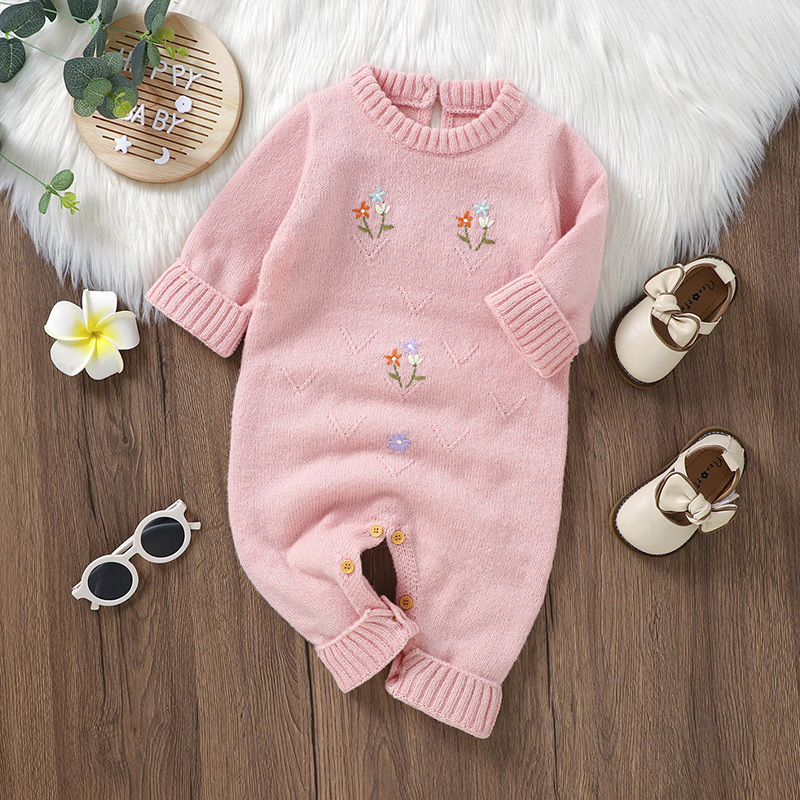 Baby Nursery Embroidery - Newborn Baby Romper Knitted Infant Girls