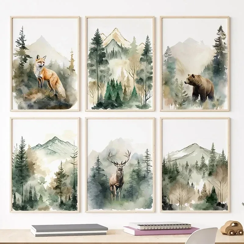 Baby Nursery Animal Prints - Nordic Posters and Prints Forest Fog