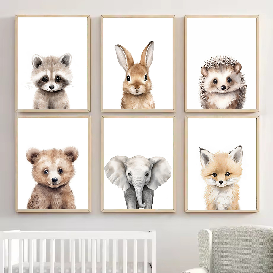 1PC Watercolour Woodland Fores - Baby Nursery Animal Prints review and price