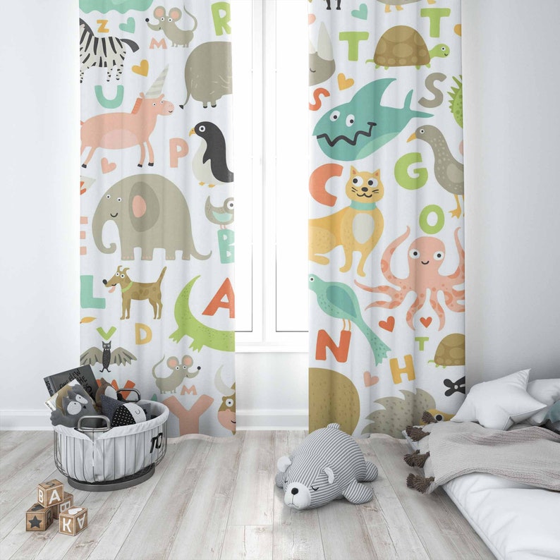 ABC Alphabet Nursery Curtain A - Baby Nursery Blackout Curtains review and price