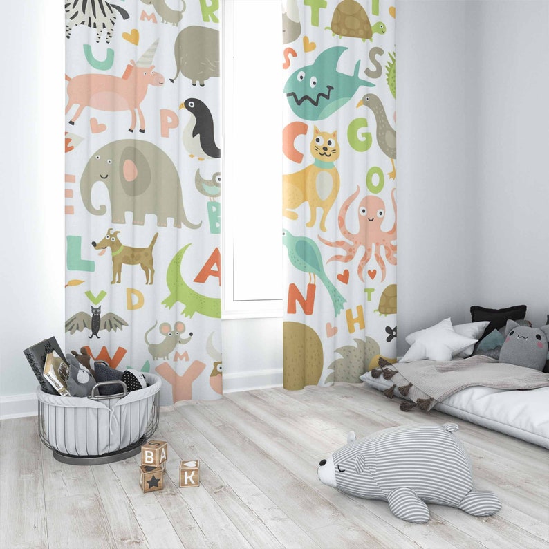 ABC Alphabet Nursery Curtain A - Baby Nursery Blackout Curtains review and price