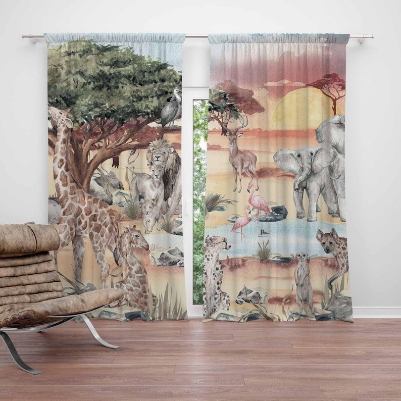 Safari Animals Curtain Kids Be - Baby Nursery Blackout Curtains review and price