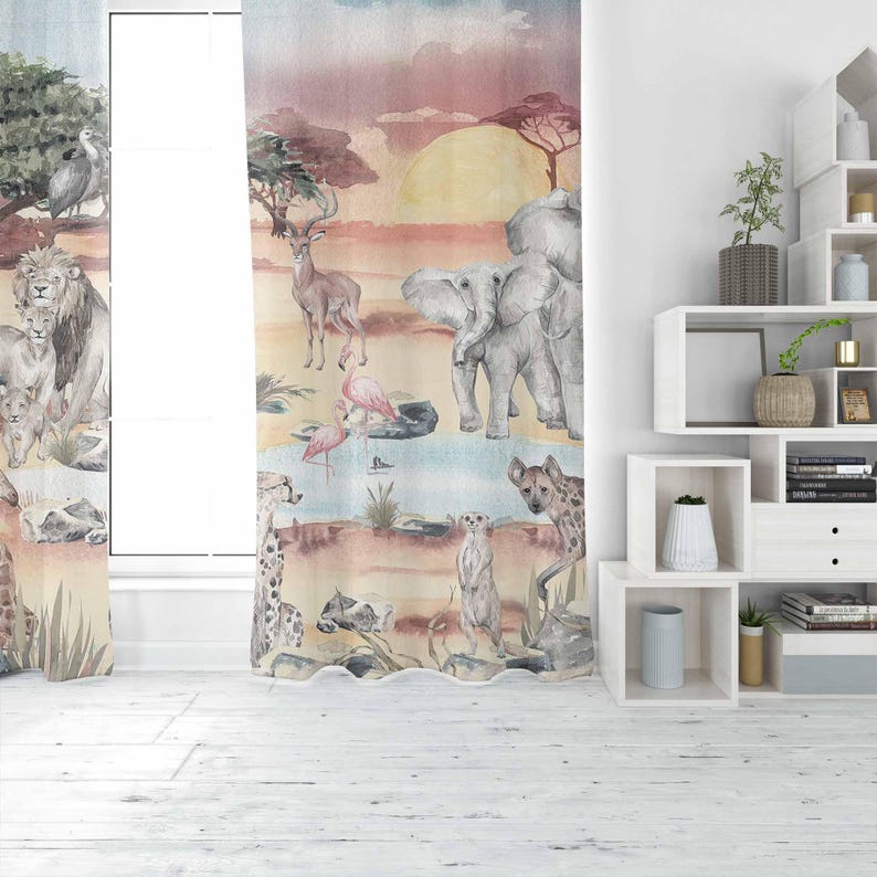 Safari Animals Curtain Kids Be - Baby Nursery Blackout Curtains review and price