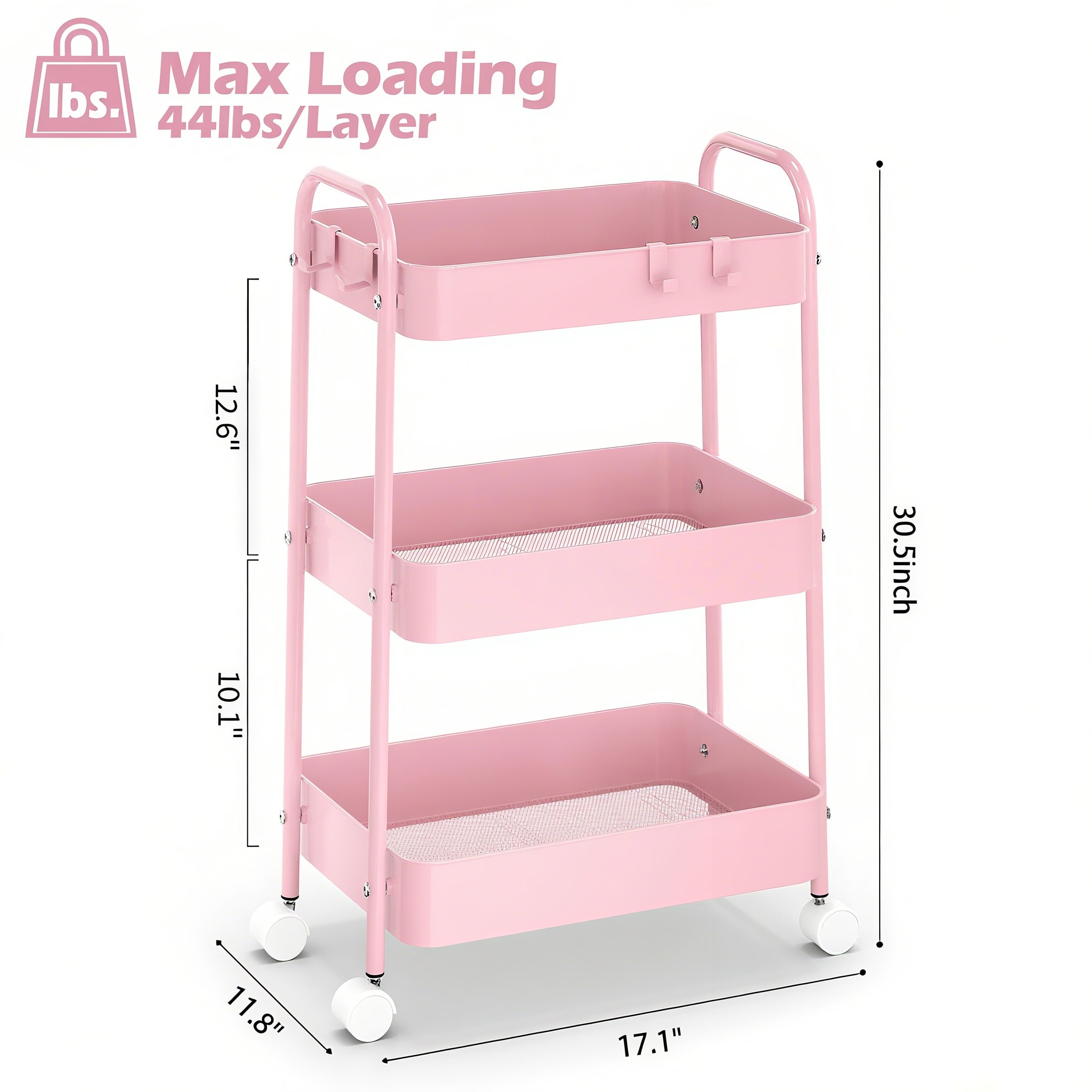 3 Tier Metal Rolling Cart With - Baby Nursery Cart review and price