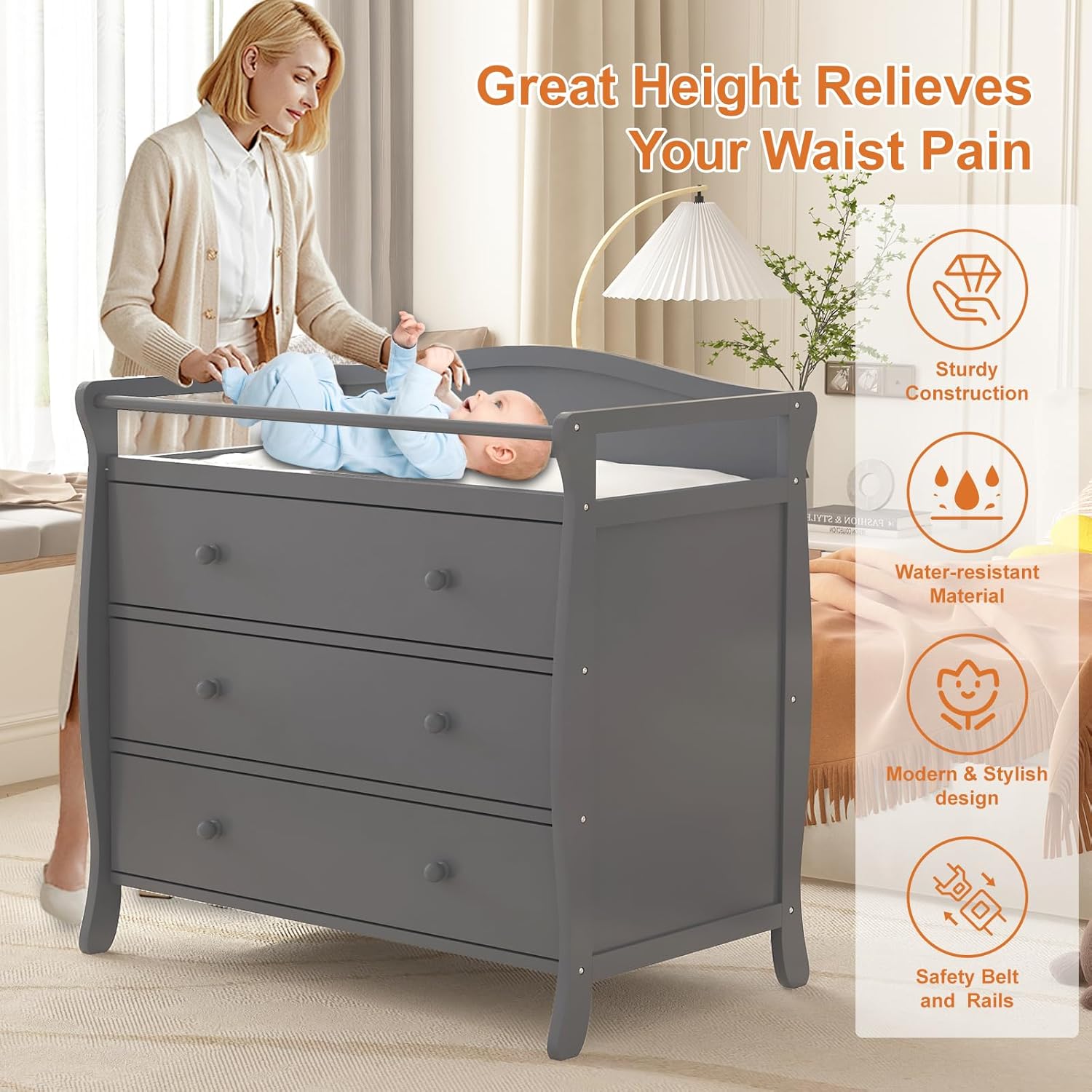 3 Drawers Baby Changing Table  - Baby Nursery Drawers review and price