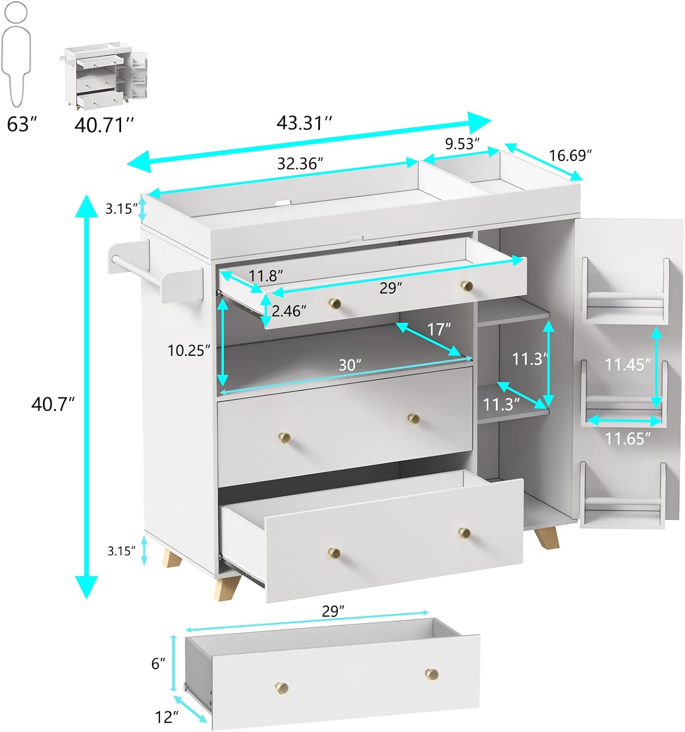 Baby Changing Table, Modern Di - Baby Nursery Drawers review and price