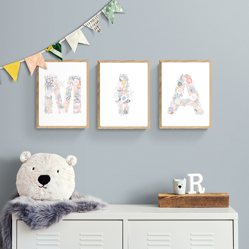 1PC frameless Floral Alphabet  - Baby Nursery Pink review and price