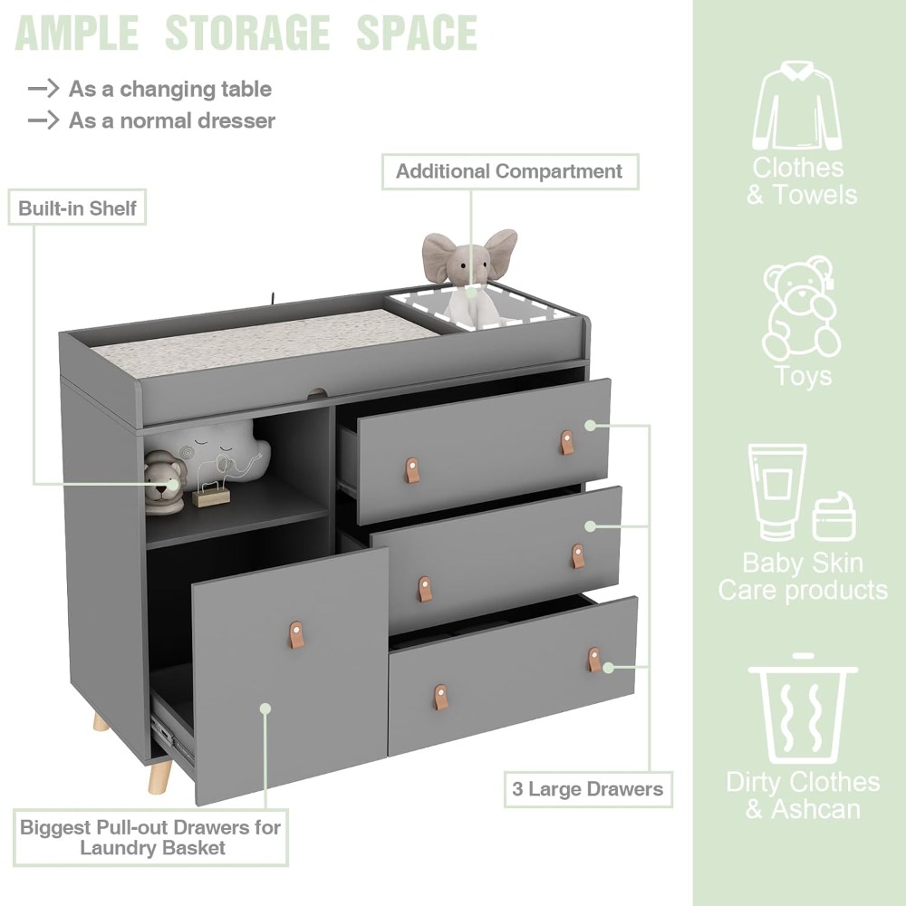 Baby Dresser Changing Table, T - Baby Nursery Drawers review and price