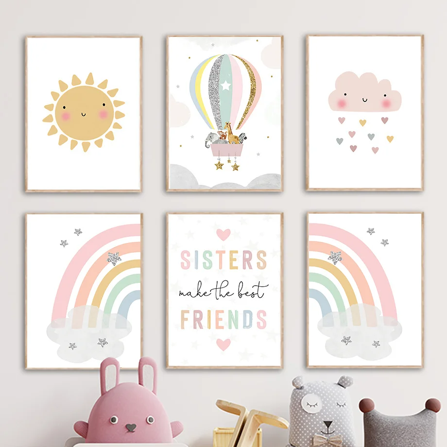 Giraffe Elephant Hot Balloon S - Baby Nursery Art review and price