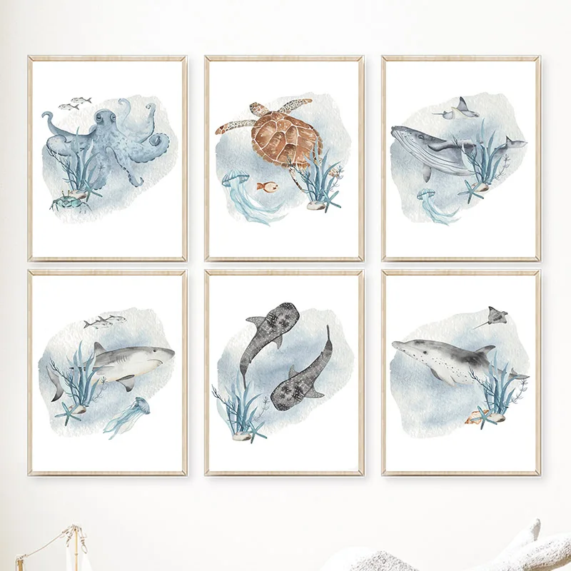 Posters And Prints Whale Fish  - Baby Nursery Animal Prints review and price