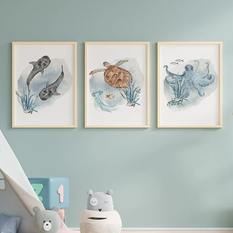 Posters And Prints Whale Fish  - Baby Nursery Animal Prints review and price