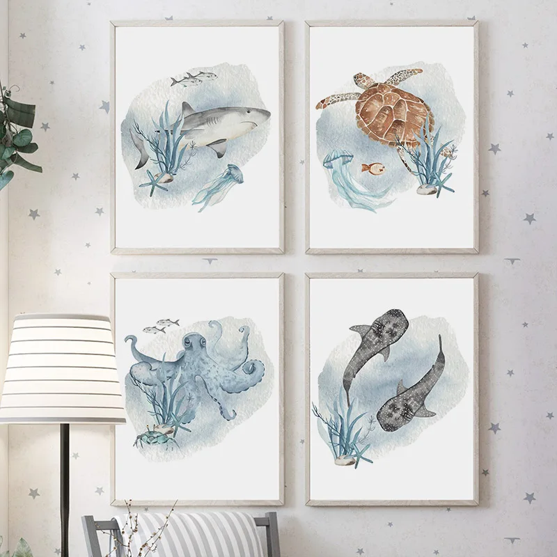 Posters And Prints Whale Fish  - Baby Nursery Animal Prints review and price