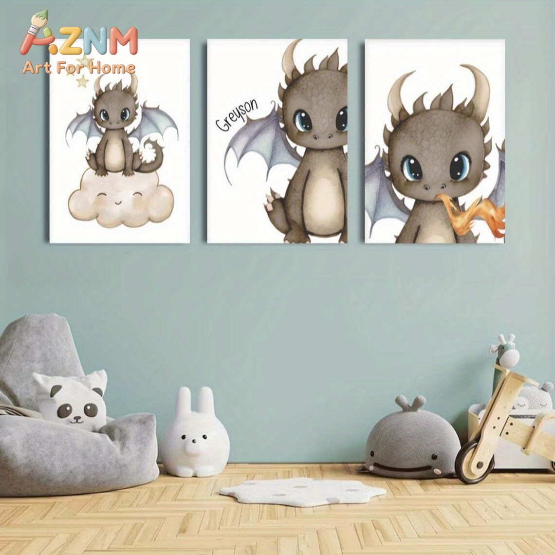 AZNM Cute Baby Dragon Canvas W - Baby Nursery Art review and price