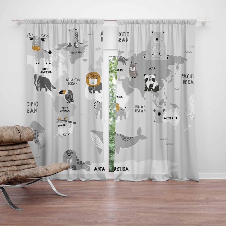 World Map Nursery Curtains Saf - Baby Nursery Blackout Curtains review and price
