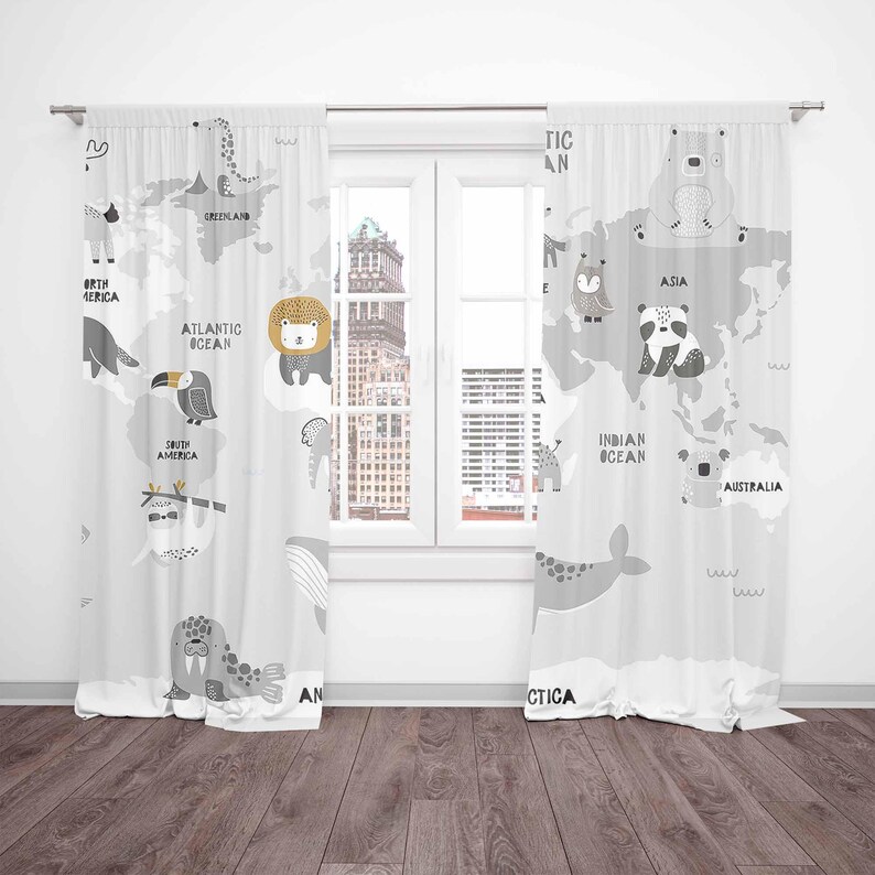 World Map Nursery Curtains Saf - Baby Nursery Blackout Curtains review and price