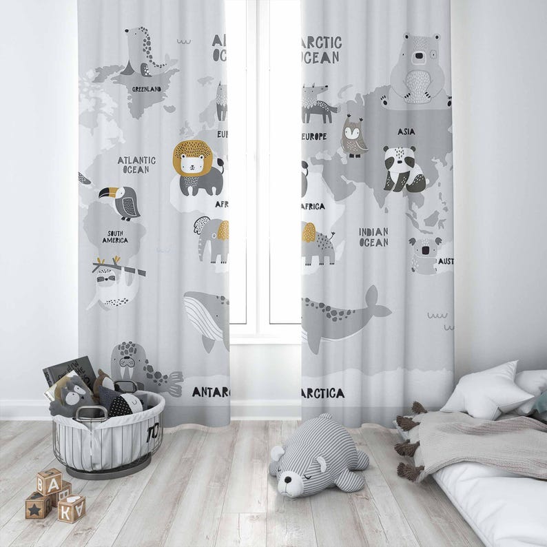 World Map Nursery Curtains Saf - Baby Nursery Blackout Curtains review and price