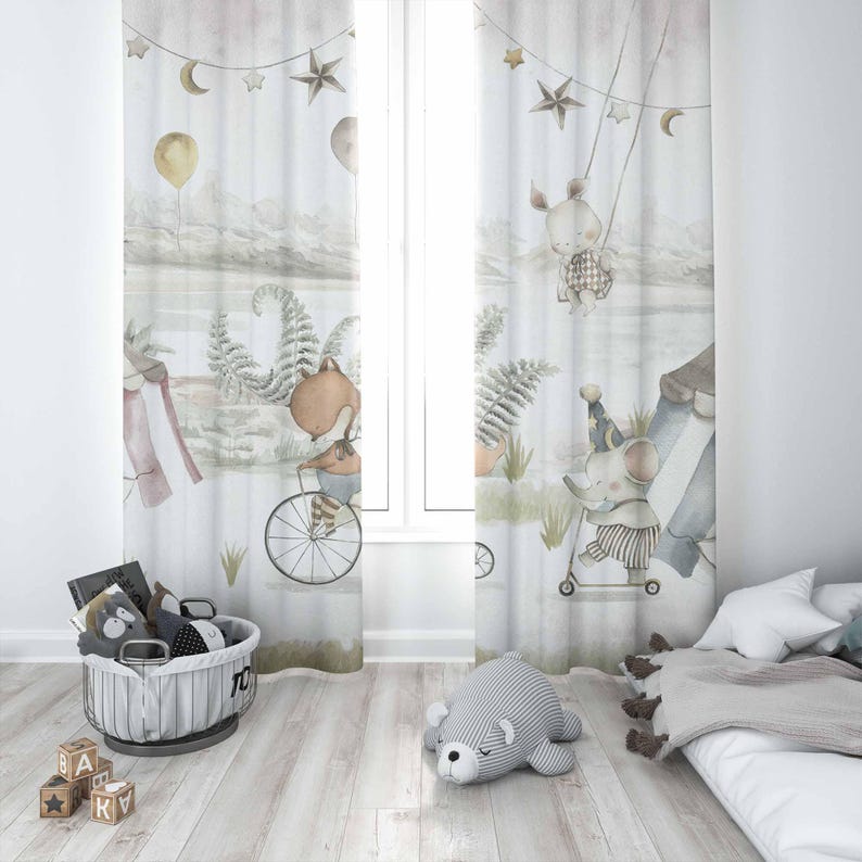Circus Animals Curtains Kids B - Baby Nursery Blackout Curtains review and price
