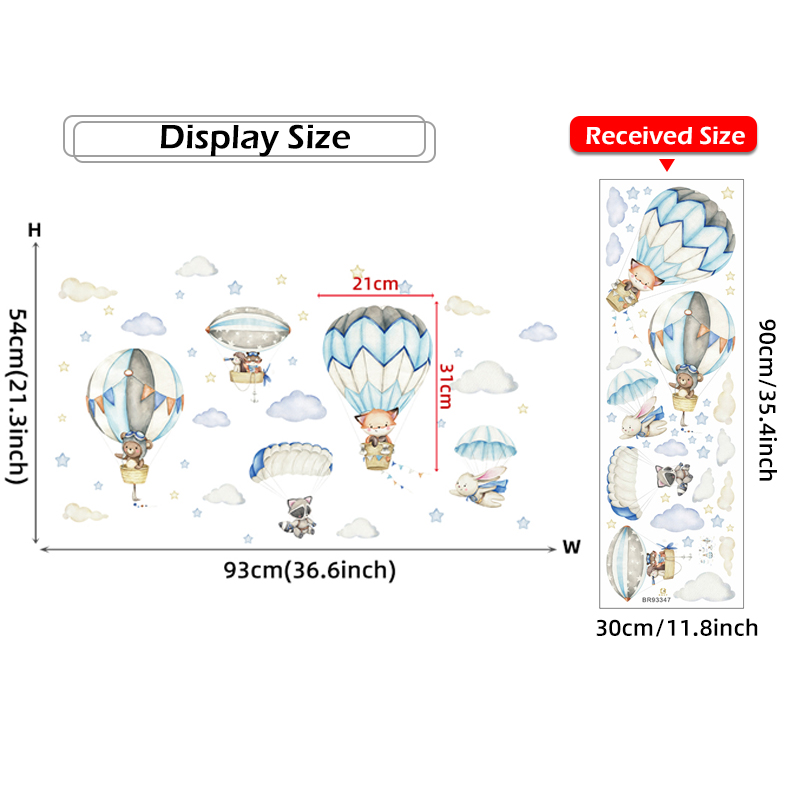 Cartoon Cute Animals Hot Air B - Baby Nursery Animal Prints review and price
