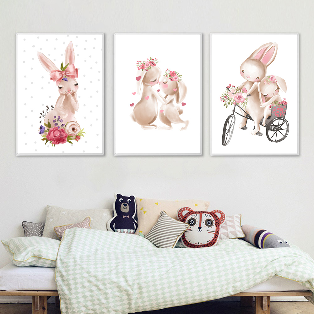 Rabbit animal print, pink flow - Baby Nursery Pink review and price