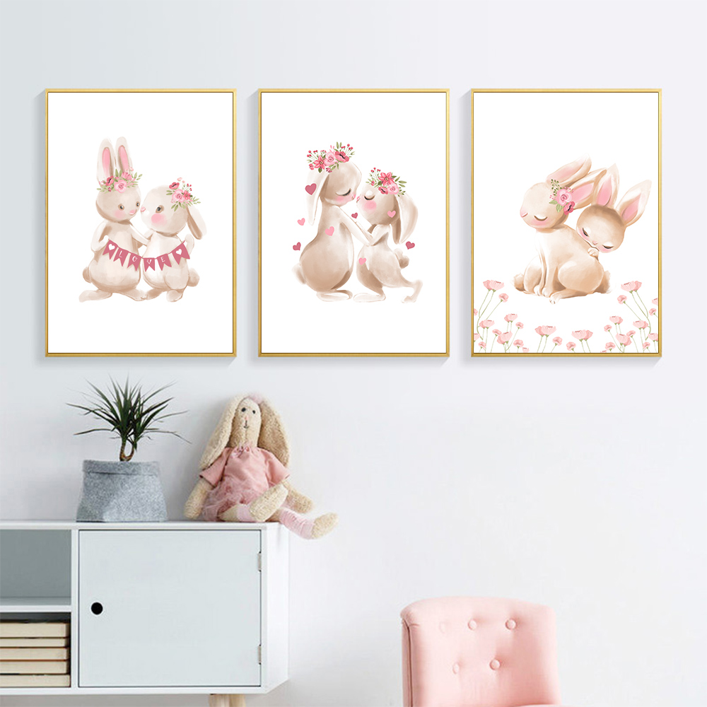 Rabbit animal print, pink flow - Baby Nursery Pink review and price