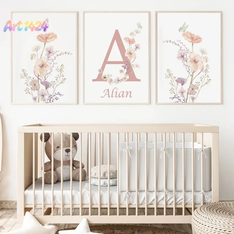 Personalized Name Wildflower N - Baby Nursery Pink review and price