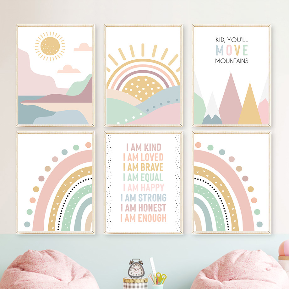 Pink Mountain Sun Rainbow Quot - Baby Nursery Pink review and price