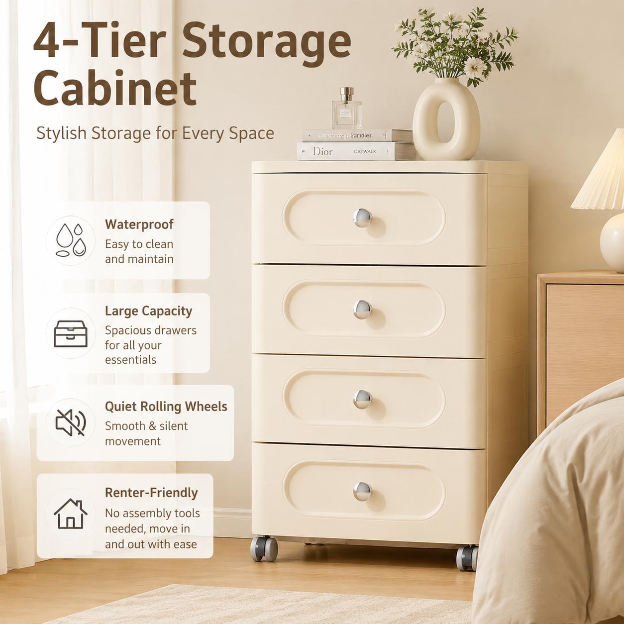 4-Drawer Rectangle Rolling Sto - Baby Nursery Drawers review and price
