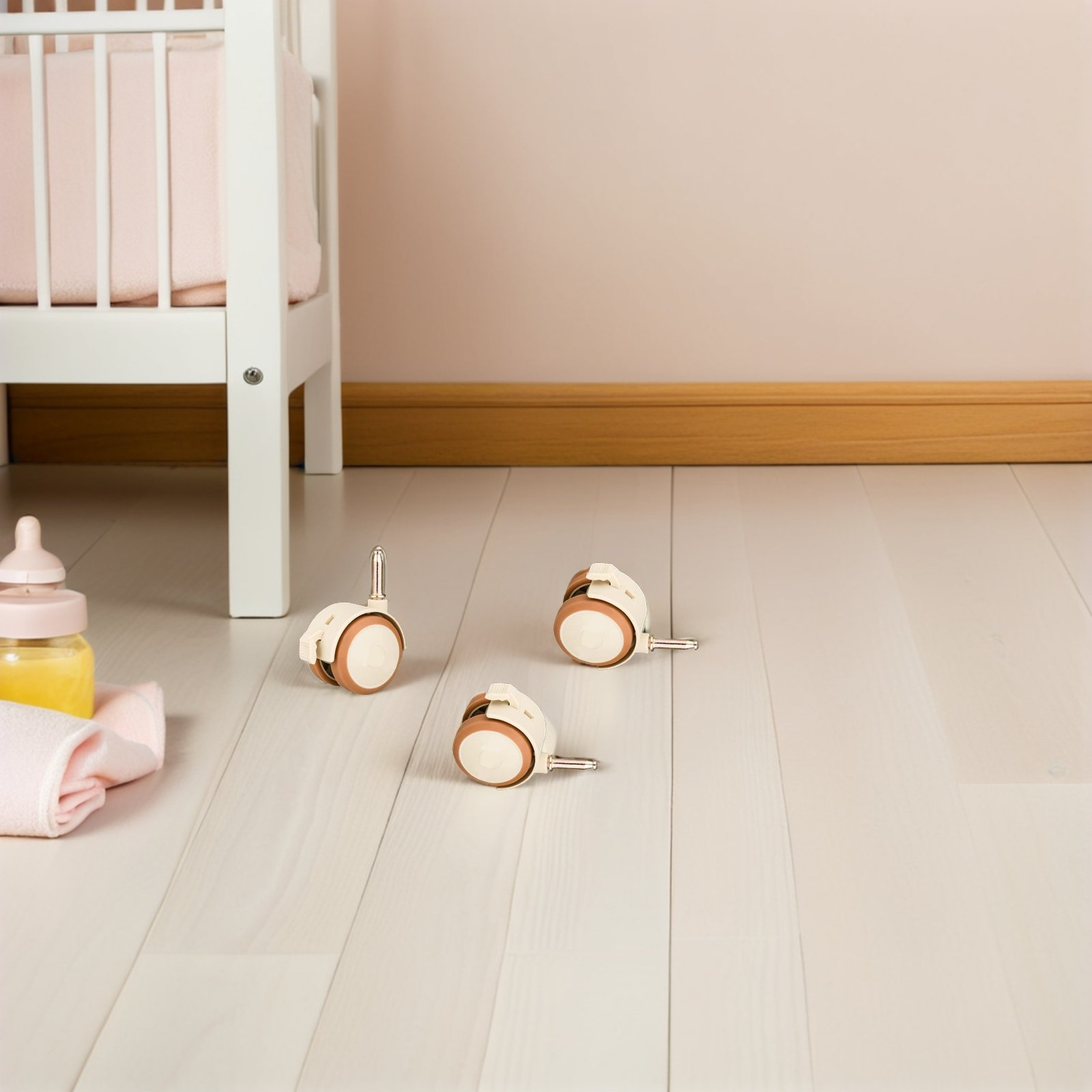 4Pcs Baby Cot Wheels Rubber Sw - Baby Nursery Cart review and price