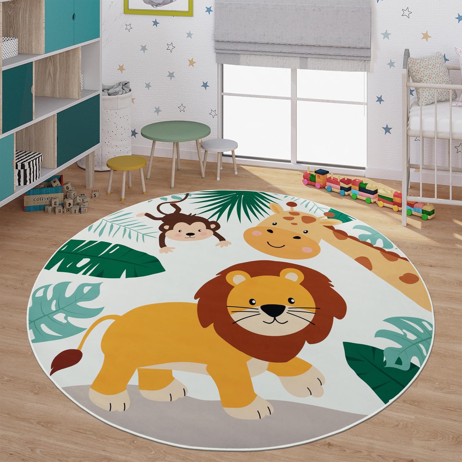 Soft Round Jungle Animal Print - Baby Nursery Animal Theme review and price