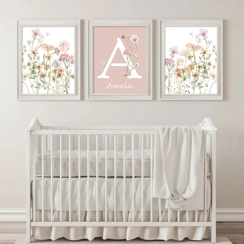 Pink Wildflowers Girls Names C - Baby Nursery Pink review and price
