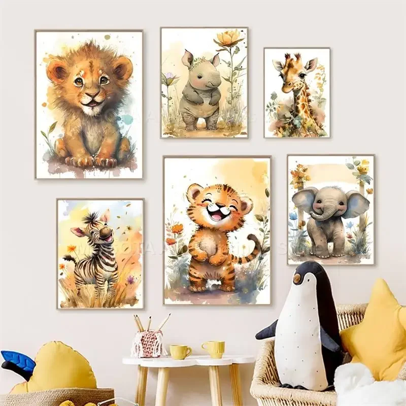 Watercolor Lion Giraffe Tiger  - Baby Nursery Art review and price