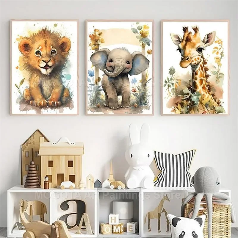 Watercolor Lion Giraffe Tiger  - Baby Nursery Art review and price