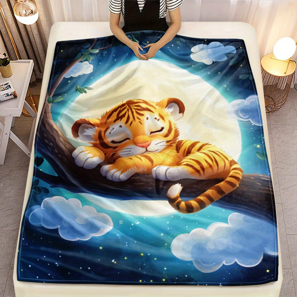 Cute sleeping tiger on tree br - Baby Nursery Animal Theme review and price