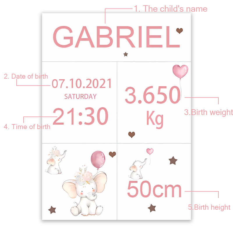 Pink Baby Customized Name Date - Baby Nursery Pink review and price