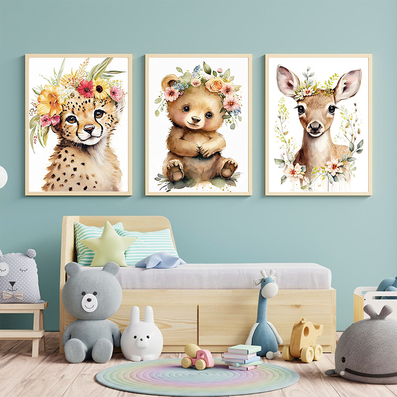 Baby Bear Bunny Deer Raccoon O - Baby Nursery Animal Prints review and price
