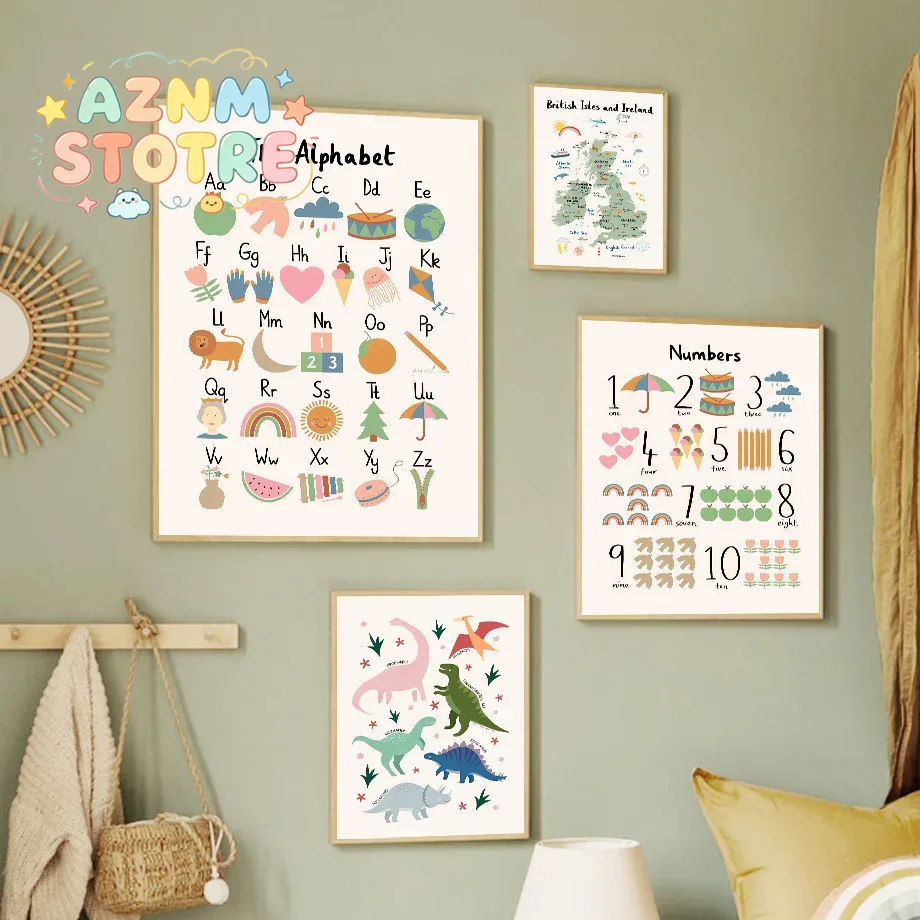 Animal World Map Dinosaur Alph - Baby Nursery Animal Prints review and price