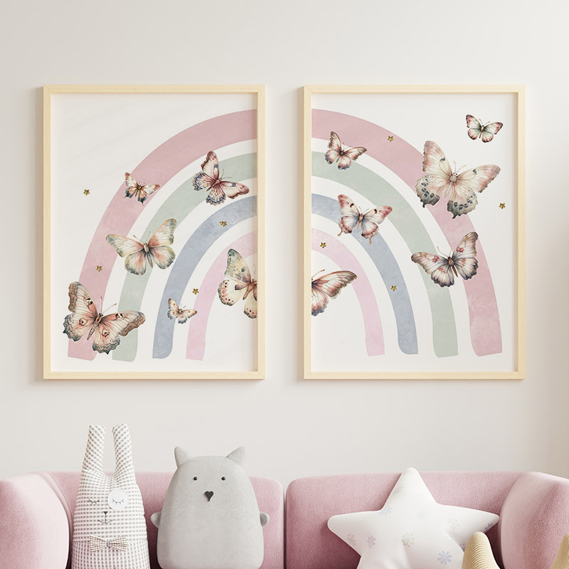 Pink Rainbow Butterfly Custom  - Baby Nursery Pink review and price