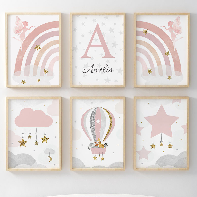 Pink Angel Girl Rainbow Wall A - Baby Nursery Pink review and price
