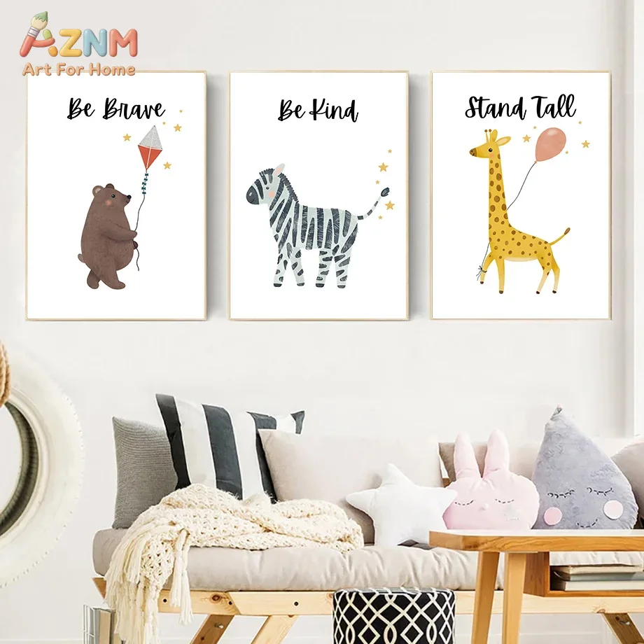 AZNM Be Brave Kind Stand Tall  - Baby Nursery Animal Prints review and price