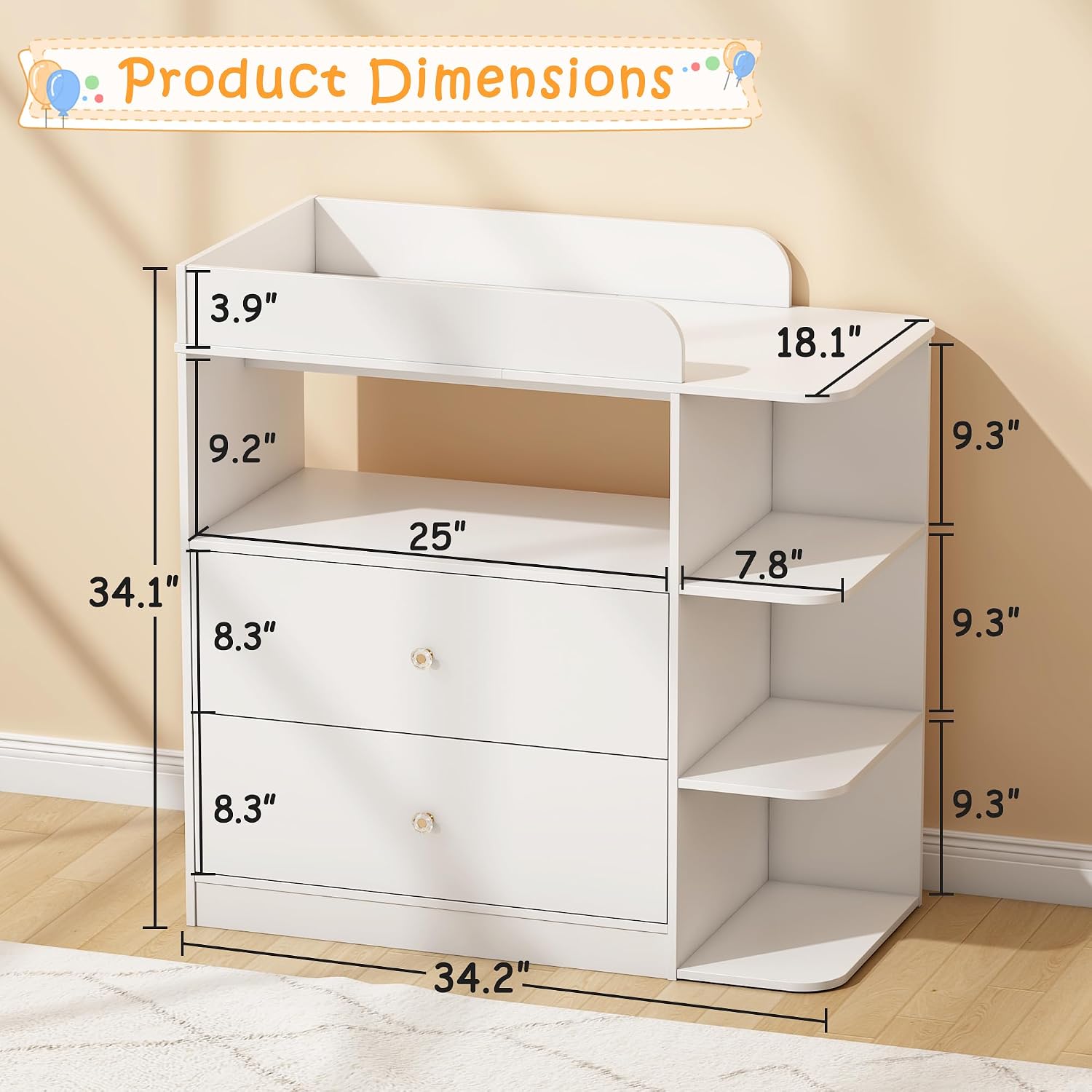 White Wood Baby Changing Table - Baby Nursery Drawers review and price