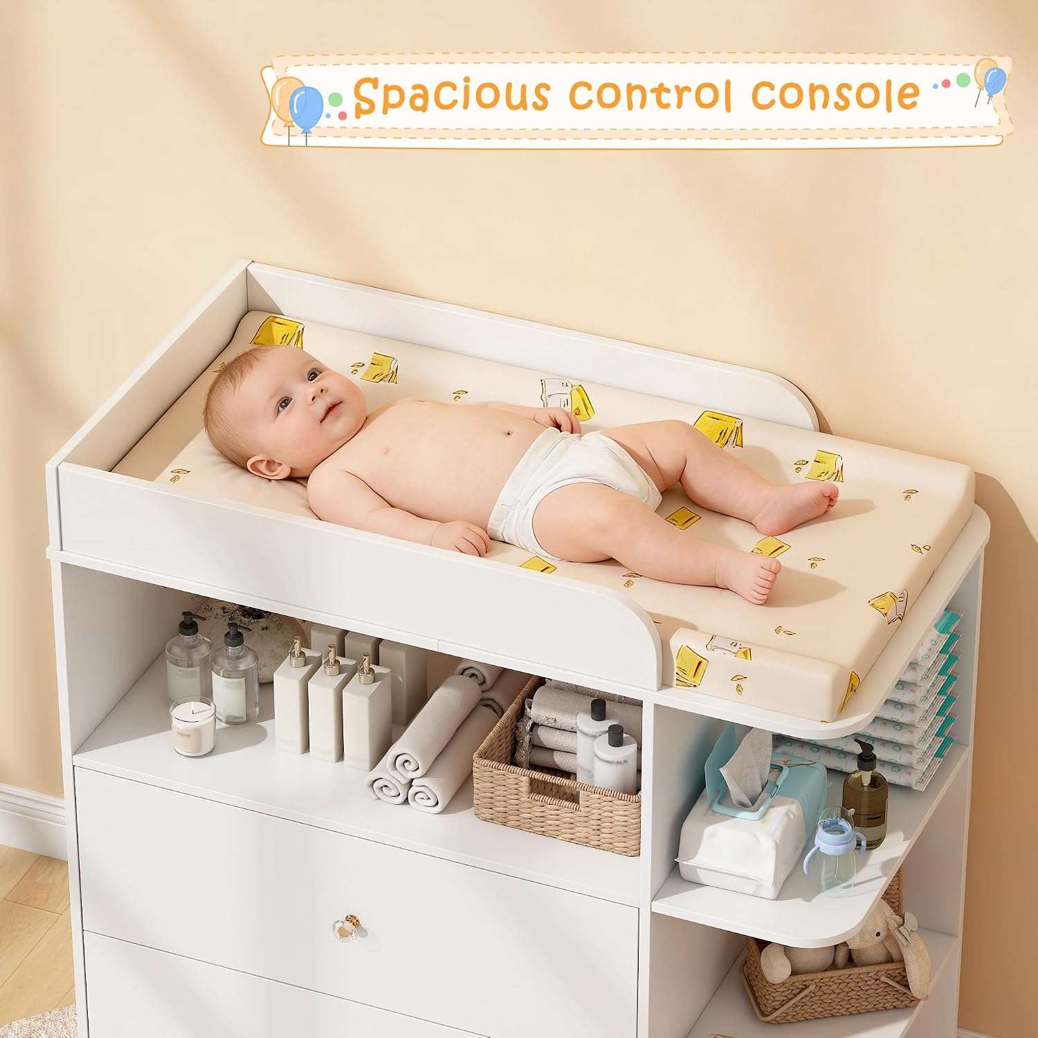 White Wood Baby Changing Table - Baby Nursery Drawers review and price