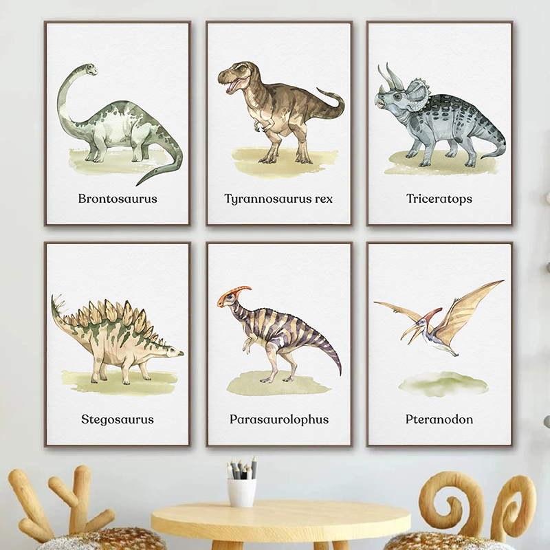 Watercolor Dinosaur Poster Nur - Baby Nursery Animal Prints review and price