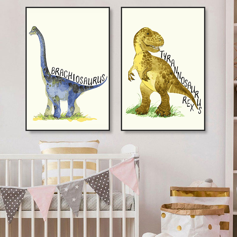 Watercolor Dinosaur Poster Nur - Baby Nursery Animal Prints review and price