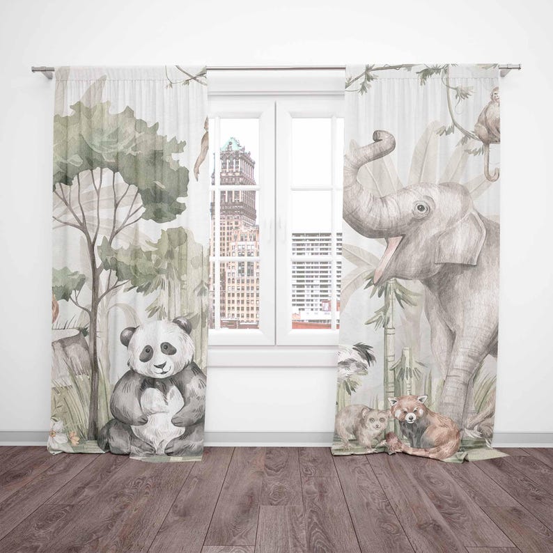 Safari Animals Curtains Kids B - Baby Nursery Blackout Curtains review and price