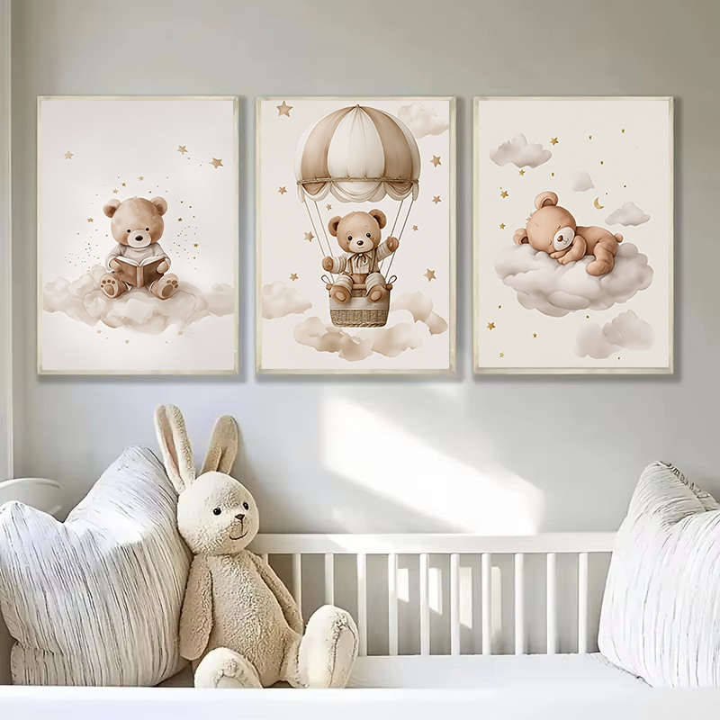 3pcs/set Bohemian Teddy Bear A - Baby Nursery Art review and price