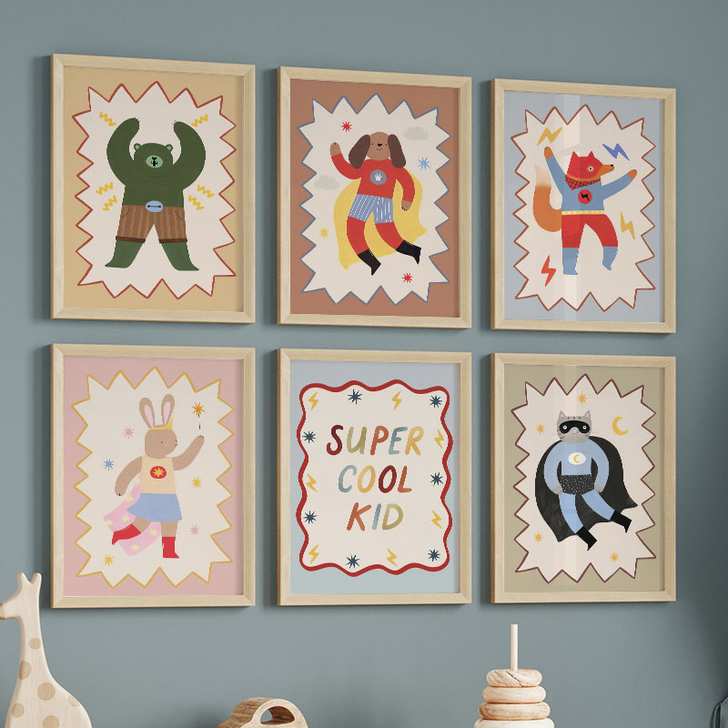 Funny Cartoon Super Cool Kid N - Baby Nursery Animal Prints review and price