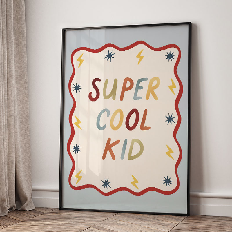 Funny Cartoon Super Cool Kid N - Baby Nursery Animal Prints review and price